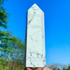 378G Natural Howlite Obelisk Crystal Crystal Tower Wand Point Reiki Healing