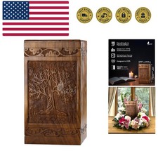 Wooden Tree of Life Cremation Urns for Human Ashes   Memorial Urn Box and Cas...