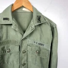 Vintage US Army Shirt Vietnam Era Sateen OG 107 Cotton Long Sleeve Military