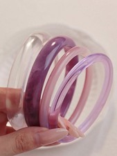 4pcs Purple Acrylic Bangle Set Minimalist Retro Women Jewelry One Size