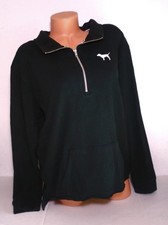 Victorias Secret VS PINK Half Zip Pullover Sweatshirt Black Large L