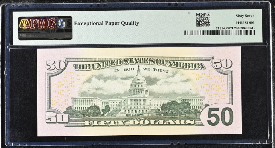 2009 $50 Federal Reserve Note Fr-2131-G* Chicago PMG67 Superb Gem EPQ - Image 2 of 2