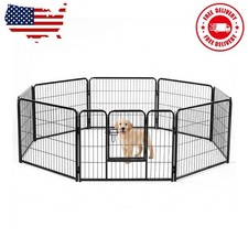 Metal Dog Playpen with Secure Lockable Door for Indoor and Outdoor Use