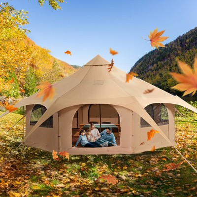 Canvas Tent 4 Seasons 5 m/16.4 ft Bell Tent for Camping with Stove