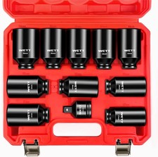 Wett 12 Drive Deep Large Impact Socket 27mm-38mm 11pc With Adapter Black