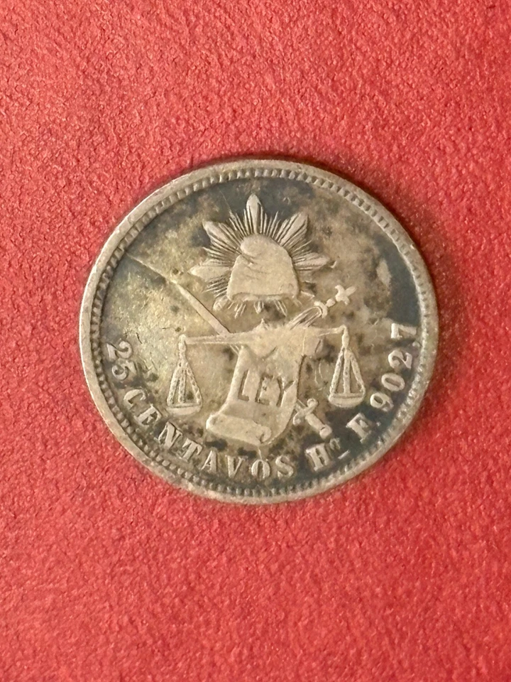 1877 Ho Mexico Silver 25 Centavos – Hermosillo Mint – XF - Image 2 of 4