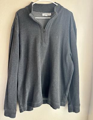 Calvin Klein Mens XL Quarter Zip Pullover Gray Sweater Knit Casual Long Sleeve 