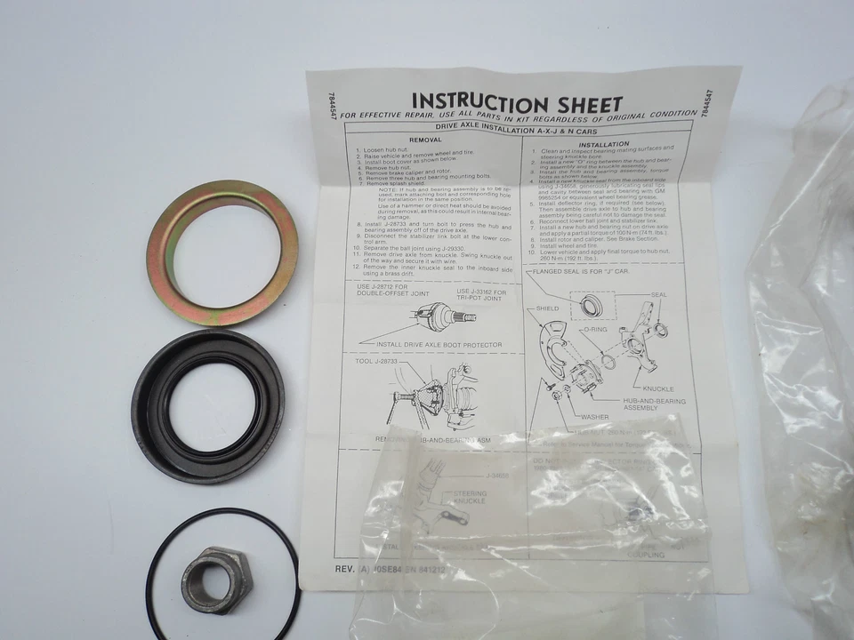 NOS GM 1984 Buick Skyhawk CV Joint Seal Kit J Platform Manual Transmission - Image 4 of 4