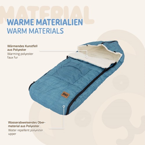 Chancelière bébé d'hiver sac de couchage bleu jeans fermeture éclair 94x48x10 cm - Photo 6/7