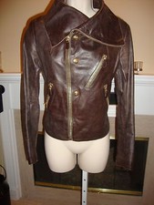 Stunning, Crazy Cool Brown Leather Jacket By Marni With Zipper Detailing