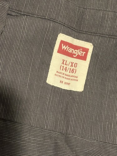 Wrangler Shirt Button Up Long Sleeve Shirt Youth XL 14-16 Gray - Picture 2 of 8