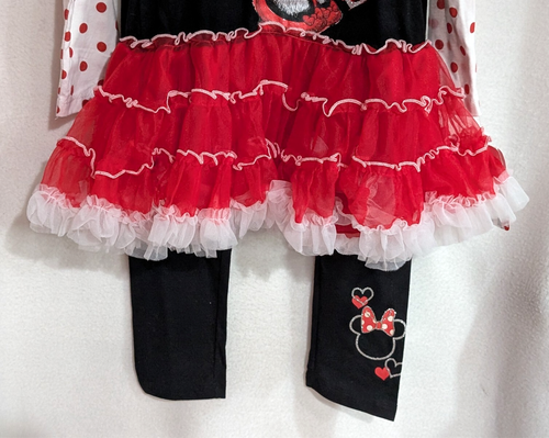 Disney Minnie Mouse Girl's Black Multi Tutu Long Sleeve & Legging Set - Size 6 - Picture 3 of 7