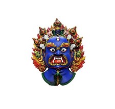 Tibetan Buddhist Deity Mahakala Face Mask – Bhairav Resin Wall Hanging, Handmade