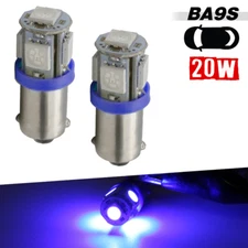 2x BA9S 5050 LED Interior Blue Light, Bulb# 53 51 57 for Dome Map Bulbs 