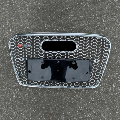 Fit For Audi A5 S5 2012-2016 RS5 Style Chrome Ring Honeycomb Front Bumper Grille