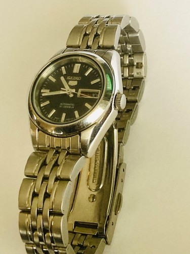 Seiko 5 4207-00X0 women Automatic Watch Silver Tone Day Date black Dial - Picture 4 of 11