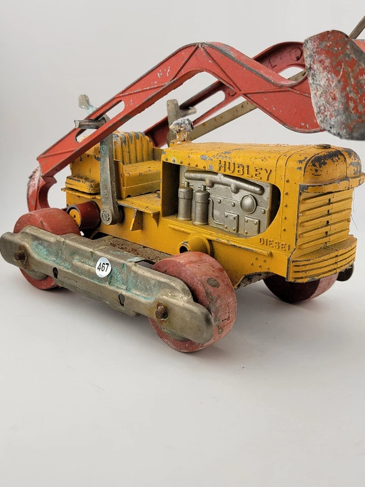 ESCAVADEIRA DE BRINQUEDO VINTAGE HUBLEY DIESEL VINTAGE FUNDIDO VERMELHO/LARANJA ENML - Imagem 2 de 4