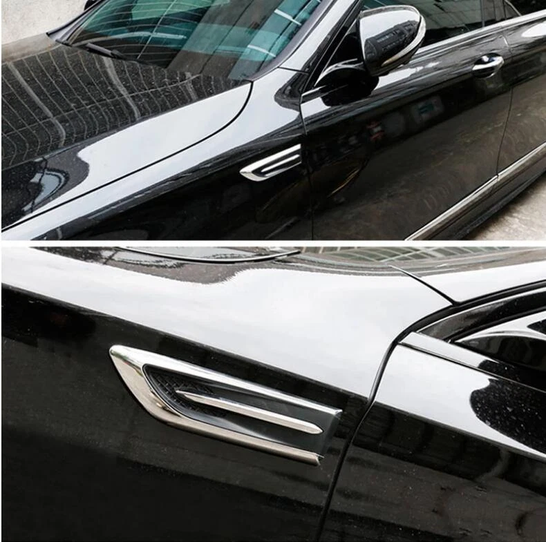 Pegatina plateada para decoración de rejilla de admisión cubierta de orificio de guardabarros de ventilación lateral de flujo de aire para automóvil Foto 2 de 4