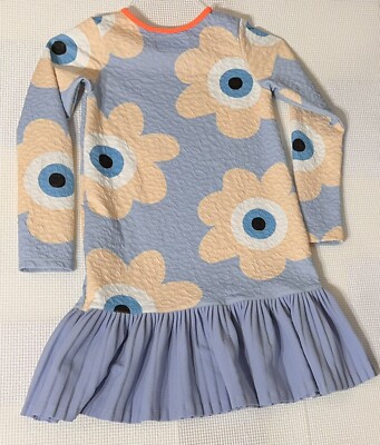 Lanoosh Long Sleeve Tunic Dress Flowers Frilled Bottom Blue Beige Size  11-12Y XL | eBay