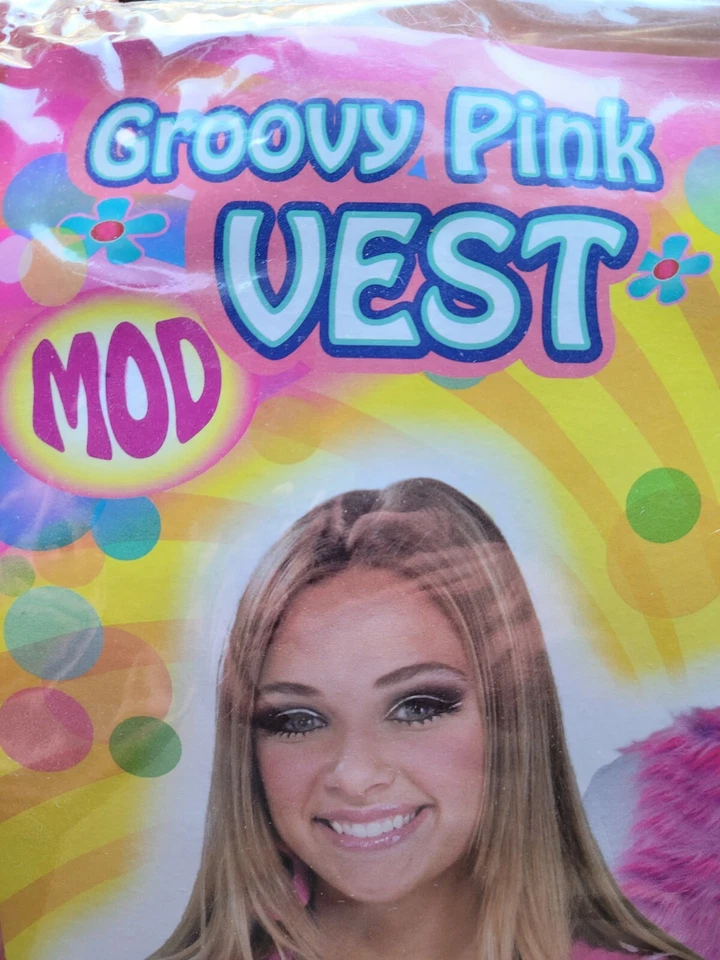Colete fantasia feminino adulto rosa groovy Halloween - Imagem 2 de 4