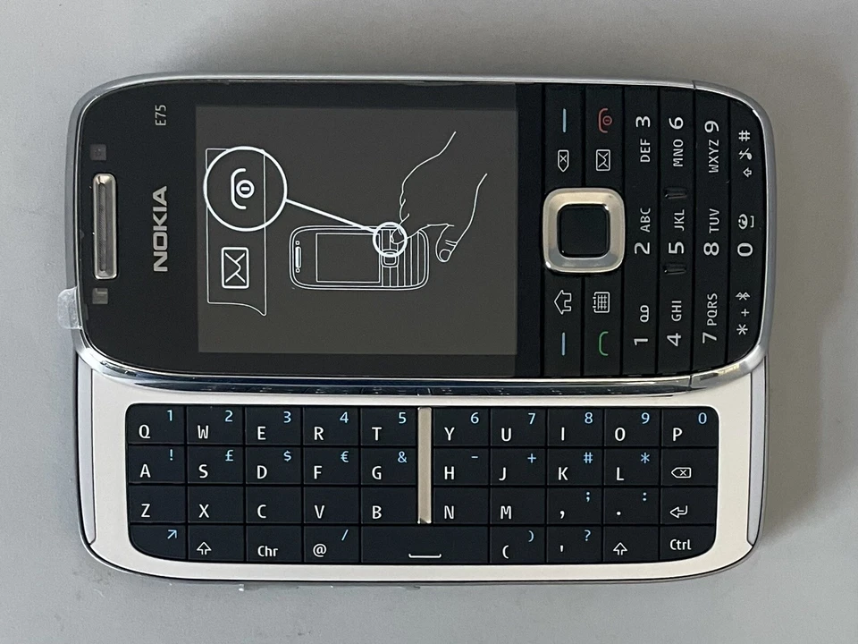 Nokia E75 Slider Phone — New Open Box — Complete — Silver Black — See Desc. - Image 3 of 4