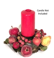 Pillar Candle Holder Fruit Centerpiece Floral Arrangement Fall Home Decor Swag