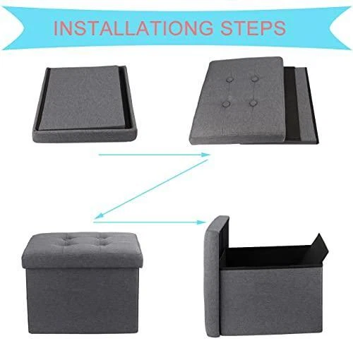 ALASDO Storage Ottoman Folding Rectangle Cube Coffee Table Multipurpose Foot - Image 3 of 4