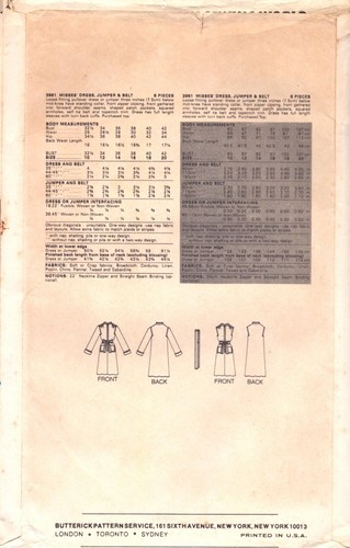 Butterick 3961 ~ Vestido, Jersey y Cinturón Misses ~ Talla 16 ~ Busto 38" - Imagen 6 de 6