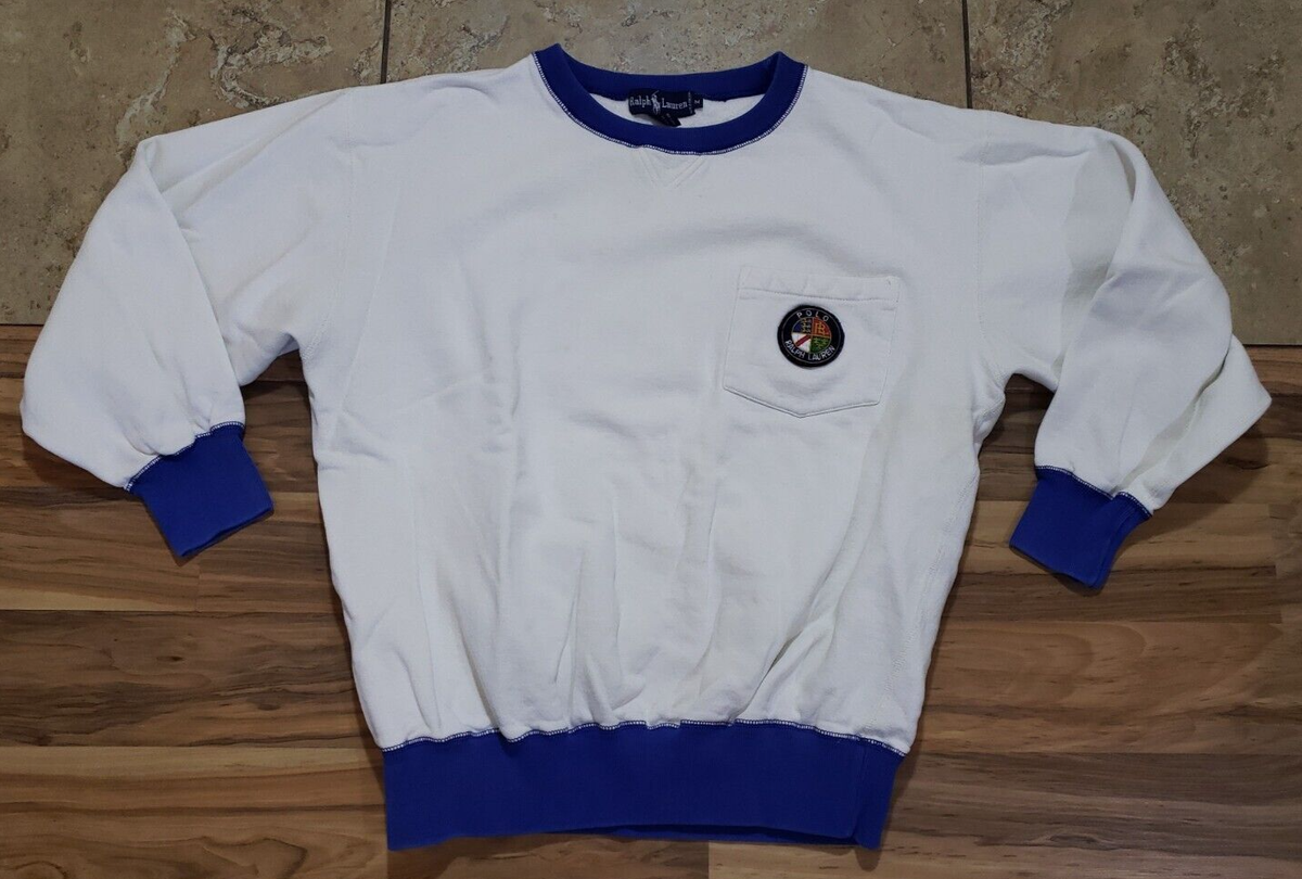 トップス POLO RALPH LAUREN / COOKIE LOGO SWEAT VTG Ralph Lauren Polo Cookie Patch Pocket Sweatshirt White