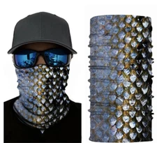 Face Mask Balaclava Neck Scarf Fishing Cover Sun Gator UV Headwear Fish Scales