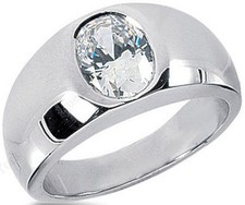 1.51 carat Oval Shape Diamond Engagement Solitaire 14k Gold Mens Ring