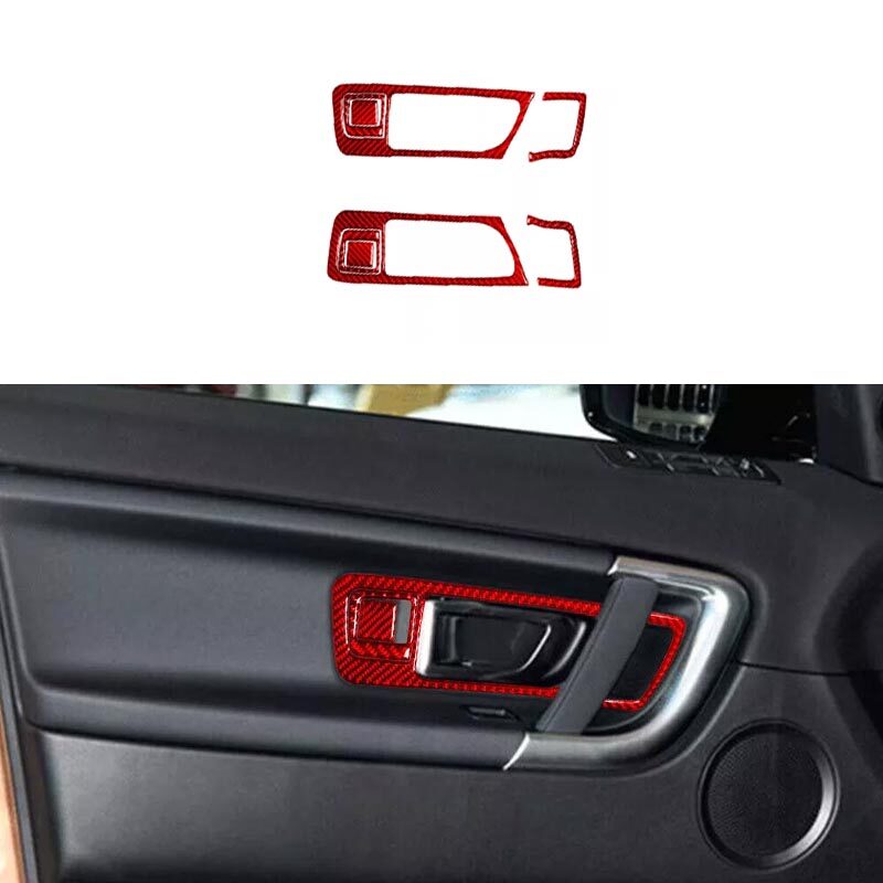 Red Carbon Fiber Cover Trim Car Front Door Handle For Land Rover Discovery Sport