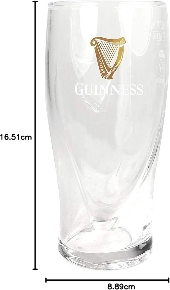Guinness Gravity Pint Glass 20oz Stout set of 2 or 4 - Embossed Harp and Logo - Image 3 of 4