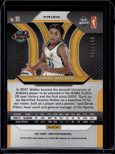 2021 Panini Prizm WNBA Jasmine Walker/149 blau Rookie RC Funken - Bild 2 von 2