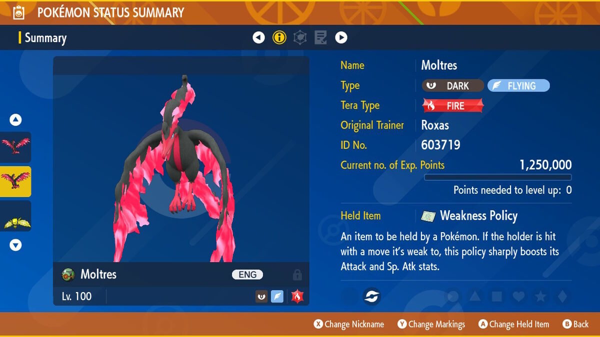 Shiny Galarian Moltres - 6IV - Weakness Policy - Pokemon Scarlet & Violet