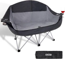 Outdoor Folding Double Camping Chair Adults 2 Person,Heavy Duty 600 LBS Loveseat