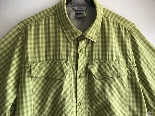 Lowe Alpine Men Shirt Green Check Plaid Pockets Button Short Sleeve UK/US XL - Picture 2 of 9
