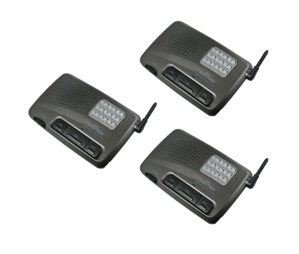 Sistema de interfone de voz FM sem fio escritório em casa 3 estações 10 canais preto carvão - Imagem 3 de 4