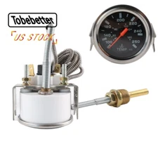 2'' 52mm Chrome Pointer Temperature Water Temp Gauge Black Face Mechanical ℃ & ℉