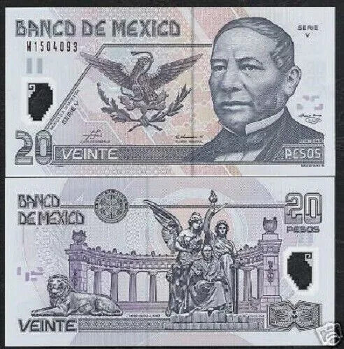 MEXICO 20 PESOS P-116 2003 Benito Juárez Polymer UNC LATINO Mexican Statues NOTE - Picture 5 of 6