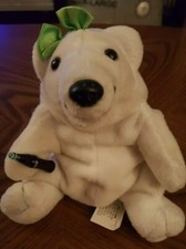 1997 Coca-Cola Classic Polar Bear beanie Plush with bow Coke Bottle