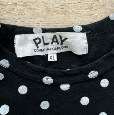 Comme Des Garcons PLAY Long Sleeve Polka Dot T-shirt Black Size XL