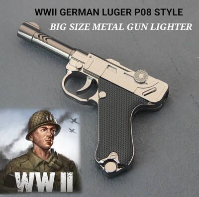 gun cigarette lighter uk WWII GERMAN LUGER P08 STYLE METAL VINTAGE (LIGHTER) CIGARETTE LIGHTER METAL  LUGE