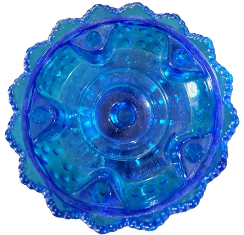 Fenton Art Glass 6 Candle Footed Pedestal Bowl Hobnail Colonial Blue 3.5x6.5 in