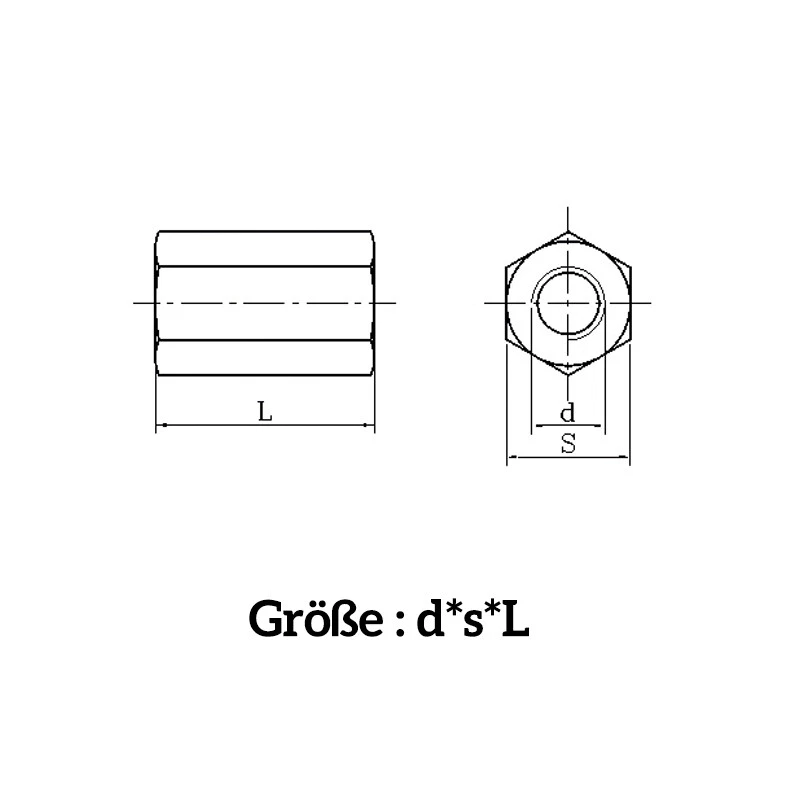 Verbindungsmuffern Sechskant M3 - M24 Edelstahl A2 V2A Langmutter Gewindemuffe - Bild 2 von 4