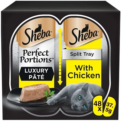 48 x 37.5g Sheba Perfect Portions Luxury Adult Wet Cat Food Tray Chicken in Pate