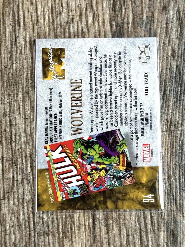 2024 MARVEL MASTERPIECES 1992 '92 PLATINO WOLVERINE AZUL TRAXX HOLO PARALELO 94 Foto 2 de 2