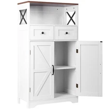 Bathroom Floor Cabinet with 2 Doors 2 Adjustable Shelves for Dining Room Kitchen