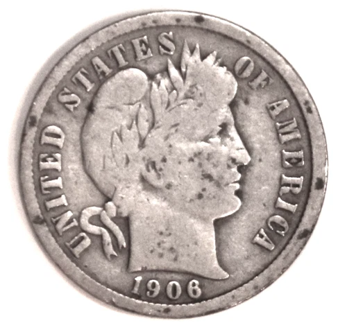 1906-P Barber Dime - VG/Fine - #1270DU - FREE SHIPPING