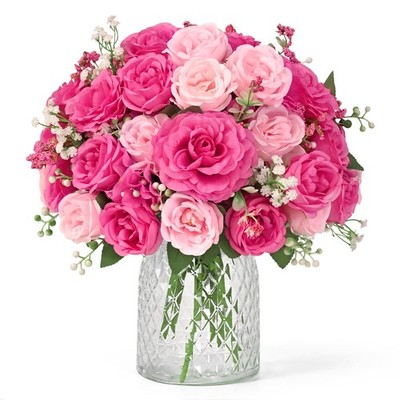 Peonías artificiales, flores de seda, ramos, decoración de jarrones de mesa